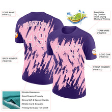 Charger l'image dans la galerie, Custom Purple Light Pink-White Torn Sharp Brush Stroke Splatter Performance T-Shirt
