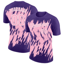 Charger l'image dans la galerie, Custom Purple Light Pink-White Torn Sharp Brush Stroke Splatter Performance T-Shirt
