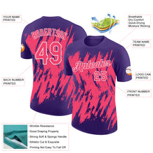 Charger l'image dans la galerie, Custom Purple Neon Pink-White Torn Sharp Brush Stroke Splatter Performance T-Shirt
