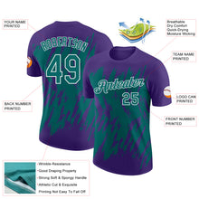 Load image into Gallery viewer, Custom Purple Teal-White Torn Sharp Brush Stroke Splatter Performance T-Shirt
