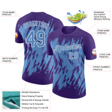Laden Sie das Bild in den Galerie-Viewer, Custom Purple Light Blue-White Torn Sharp Brush Stroke Splatter Performance T-Shirt

