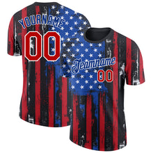 Charger l&#39;image dans la galerie, Custom Black Red-Royal 3D American Flag Fashion Performance T-Shirt
