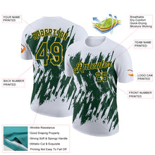 Загрузить изображение в средство просмотра галереи, Custom White Green-Yellow Torn Sharp Brush Stroke Splatter Performance T-Shirt
