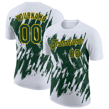Загрузить изображение в средство просмотра галереи, Custom White Green-Yellow Torn Sharp Brush Stroke Splatter Performance T-Shirt
