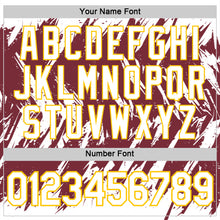 Charger l'image dans la galerie, Custom White Burgundy-Yellow Torn Sharp Brush Stroke Splatter Performance T-Shirt
