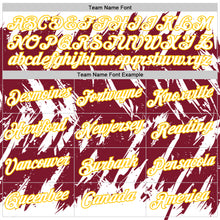 Laden Sie das Bild in den Galerie-Viewer, Custom White Crimson-Yellow Torn Sharp Brush Stroke Splatter Performance T-Shirt
