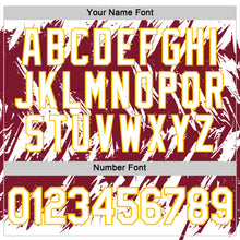 Laden Sie das Bild in den Galerie-Viewer, Custom White Crimson-Yellow Torn Sharp Brush Stroke Splatter Performance T-Shirt
