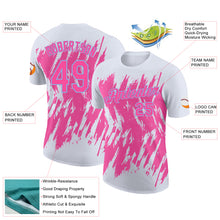 Load image into Gallery viewer, Custom White Pink-Light Blue Torn Sharp Brush Stroke Splatter Performance T-Shirt
