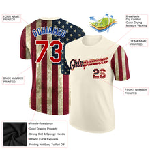Laden Sie das Bild in den Galerie-Viewer, Custom Cream Vintage USA Flag-Red 3D American Flag Fashion Performance T-Shirt
