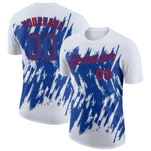 Charger l'image dans la galerie, Custom White Royal-Red Torn Sharp Brush Stroke Splatter Performance T-Shirt
