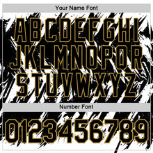 Charger l'image dans la galerie, Custom White Black-Old Gold Torn Sharp Brush Stroke Splatter Performance T-Shirt
