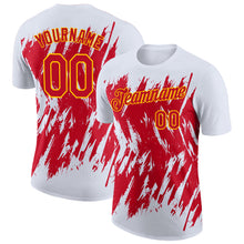 Charger l'image dans la galerie, Custom White Red-Yellow Torn Sharp Brush Stroke Splatter Performance T-Shirt
