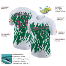 Load image into Gallery viewer, Custom White Kelly Green-Pink Torn Sharp Brush Stroke Splatter Performance T-Shirt
