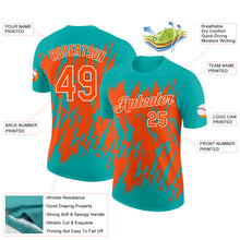 Charger l'image dans la galerie, Custom Aqua Orange-White Torn Sharp Brush Stroke Splatter Performance T-Shirt
