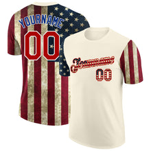 Charger l&#39;image dans la galerie, Custom Cream Vintage USA Flag-Red 3D American Flag Fashion Performance T-Shirt
