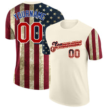 Laden Sie das Bild in den Galerie-Viewer, Custom Cream Vintage USA Flag-Red 3D American Flag Fashion Performance T-Shirt
