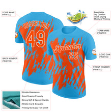 Загрузить изображение в средство просмотра галереи, Custom Sky Blue Orange-White Torn Sharp Brush Stroke Splatter Performance T-Shirt
