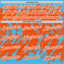 Загрузить изображение в средство просмотра галереи, Custom Sky Blue Orange-White Torn Sharp Brush Stroke Splatter Performance T-Shirt
