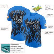 Загрузить изображение в средство просмотра галереи, Custom Powder Blue Black-White Torn Sharp Brush Stroke Splatter Performance T-Shirt
