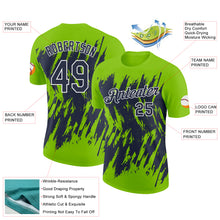Загрузить изображение в средство просмотра галереи, Custom Neon Green Navy-White Torn Sharp Brush Stroke Splatter Performance T-Shirt
