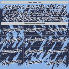 Загрузить изображение в средство просмотра галереи, Custom Light Blue Navy-White Torn Sharp Brush Stroke Splatter Performance T-Shirt
