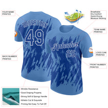 Загрузить изображение в средство просмотра галереи, Custom Light Blue Royal-White Torn Sharp Brush Stroke Splatter Performance T-Shirt
