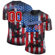 Charger l&#39;image dans la galerie, Custom Black Red-White 3D American Flag Fashion Performance T-Shirt
