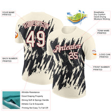 Загрузить изображение в средство просмотра галереи, Custom Cream Black-Crimson Torn Sharp Brush Stroke Splatter Performance T-Shirt
