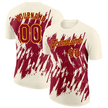 Загрузить изображение в средство просмотра галереи, Custom Cream Crimson-Yellow Torn Sharp Brush Stroke Splatter Performance T-Shirt
