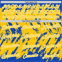 Загрузить изображение в средство просмотра галереи, Custom Thunder Blue Yellow-White Torn Sharp Brush Stroke Splatter Performance T-Shirt
