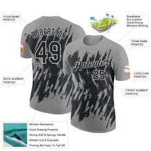 Загрузить изображение в средство просмотра галереи, Custom Gray Black-White Torn Sharp Brush Stroke Splatter Performance T-Shirt
