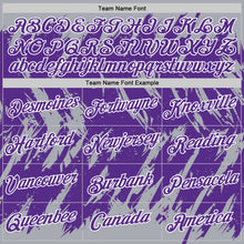 Charger l'image dans la galerie, Custom Gray Purple-White Torn Sharp Brush Stroke Splatter Performance T-Shirt
