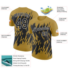 Загрузить изображение в средство просмотра галереи, Custom Old Gold Black-White Torn Sharp Brush Stroke Splatter Performance T-Shirt
