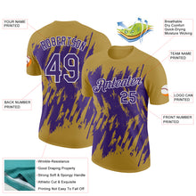 Загрузить изображение в средство просмотра галереи, Custom Old Gold Purple-White Torn Sharp Brush Stroke Splatter Performance T-Shirt

