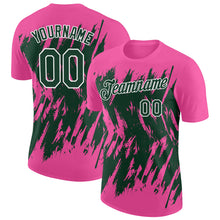 Charger l'image dans la galerie, Custom Pink Green-White Torn Sharp Brush Stroke Splatter Performance T-Shirt
