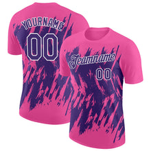 Charger l'image dans la galerie, Custom Pink Purple-White Torn Sharp Brush Stroke Splatter Performance T-Shirt
