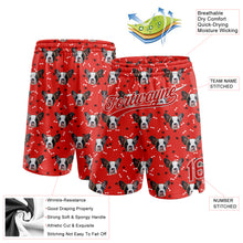 Laden Sie das Bild in den Galerie-Viewer, Custom Red White 3D Pattern Design Dogs Authentic Basketball Shorts
