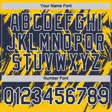 Laden Sie das Bild in den Galerie-Viewer, Custom Yellow Navy-White Torn Sharp Brush Stroke Splatter Performance T-Shirt
