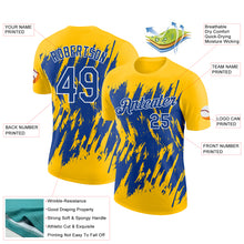 Загрузить изображение в средство просмотра галереи, Custom Yellow Royal-White Torn Sharp Brush Stroke Splatter Performance T-Shirt
