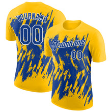 Загрузить изображение в средство просмотра галереи, Custom Yellow Royal-White Torn Sharp Brush Stroke Splatter Performance T-Shirt
