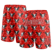 Laden Sie das Bild in den Galerie-Viewer, Custom Red White 3D Pattern Design Dogs Authentic Basketball Shorts
