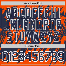 Laden Sie das Bild in den Galerie-Viewer, Custom Orange Navy-White Torn Sharp Brush Stroke Splatter Performance T-Shirt
