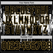 Charger l'image dans la galerie, Custom Black White-Old Gold Dripping Splatter Paint Performance T-Shirt

