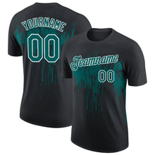 Загрузить изображение в средство просмотра галереи, Custom Black Teal-White Dripping Splatter Paint Performance T-Shirt
