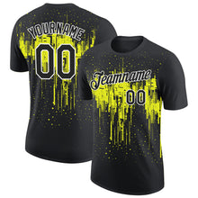 Charger l'image dans la galerie, Custom Black Neon Yellow-White Dripping Splatter Paint Performance T-Shirt

