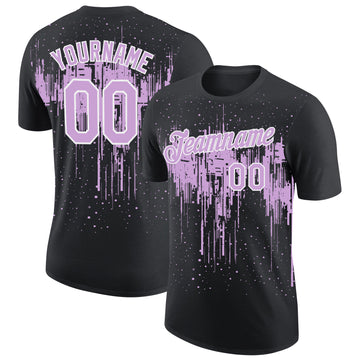 Custom Black Light Purple-White Dripping Splatter Paint Performance T-Shirt