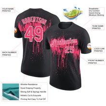 Load image into Gallery viewer, Custom Black Neon Pink-White Dripping Splatter Paint Performance T-Shirt
