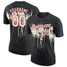 Laden Sie das Bild in den Galerie-Viewer, Custom Black Cream-Crimson Dripping Splatter Paint Performance T-Shirt
