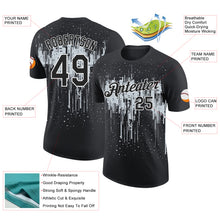 Laden Sie das Bild in den Galerie-Viewer, Custom Black Silver-White Dripping Splatter Paint Performance T-Shirt
