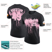 Load image into Gallery viewer, Custom Black Light Pink-White Dripping Splatter Paint Performance T-Shirt

